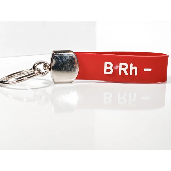 B Rh(-) Negatif Kan Grubu Silikon Anahtarlık – Acil Durumlar İçin Hayati Bilgi
