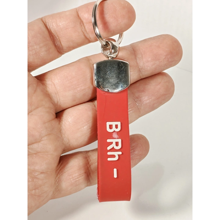 B Rh(-) Negatif Kan Grubu Silikon Anahtarlık – Acil Durumlar İçin Hayati Bilgi