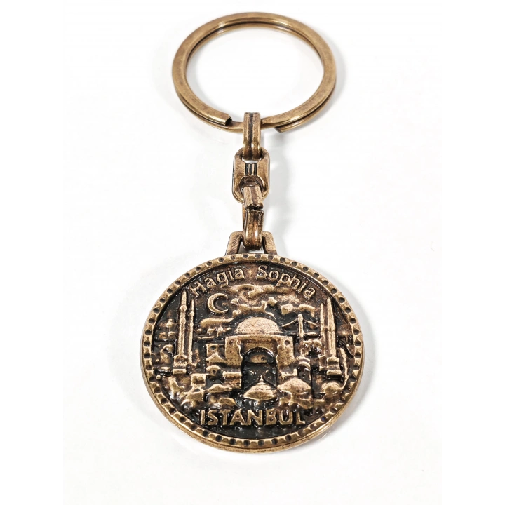 Antik Bronz Ayasofya (Hagia Sophia) Figürlü Metal Anahtarlık – İstanbul’un Tarihi ve Ruhunu Taşıyan Özel Tasarım