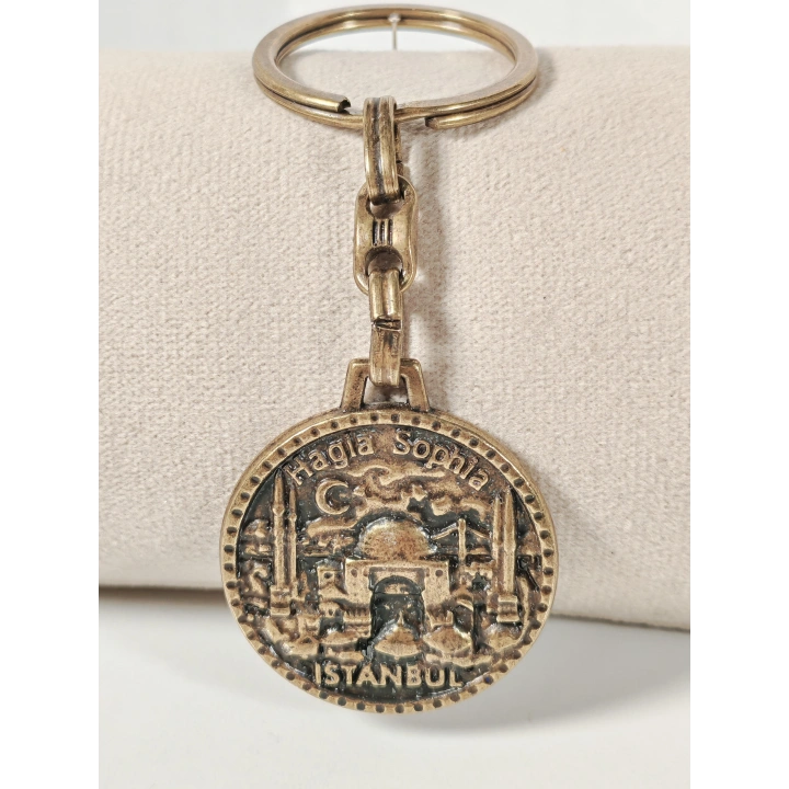 Antik Bronz Ayasofya (Hagia Sophia) Figürlü Metal Anahtarlık – İstanbul’un Tarihi ve Ruhunu Taşıyan Özel Tasarım