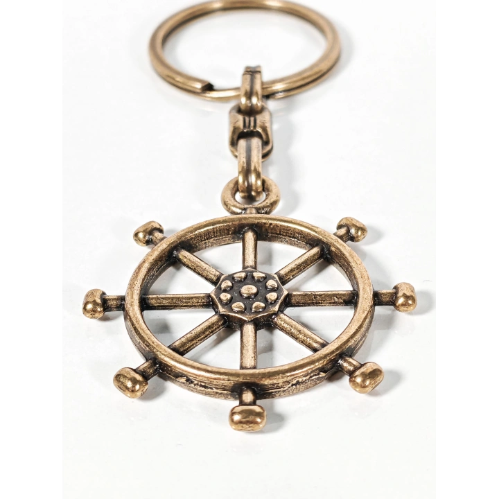 Antik Bronz Dümen Figürlü Metal Anahtarlık – Yön Bulma, Kontrol ve Deniz Ruhu