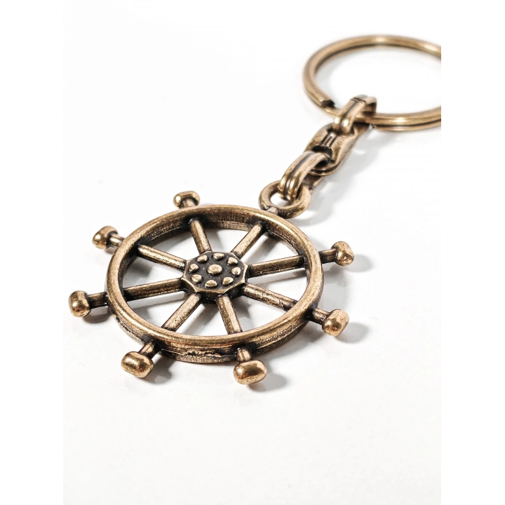 Antik Bronz Dümen Figürlü Metal Anahtarlık – Yön Bulma, Kontrol ve Deniz Ruhu