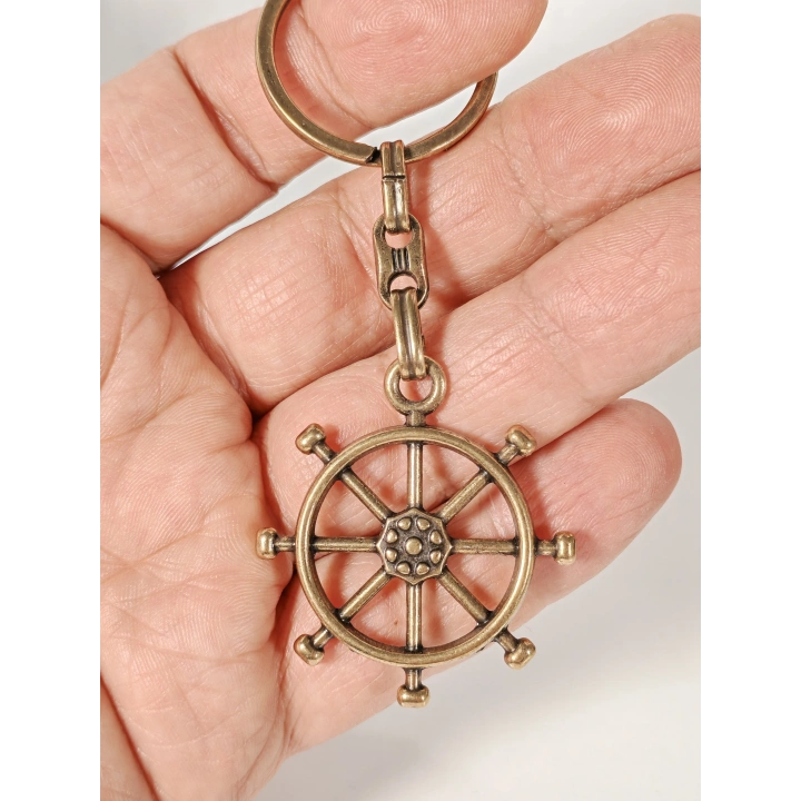 Antik Bronz Dümen Figürlü Metal Anahtarlık – Yön Bulma, Kontrol ve Deniz Ruhu