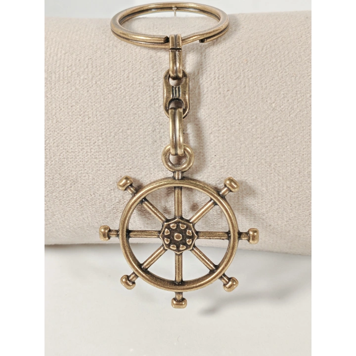 Antik Bronz Dümen Figürlü Metal Anahtarlık – Yön Bulma, Kontrol ve Deniz Ruhu