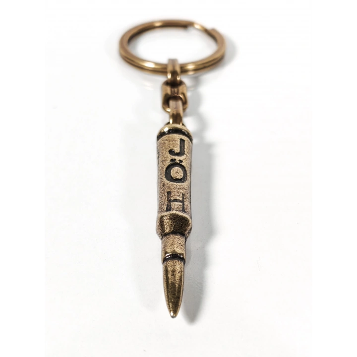Antik Bronz Mermi Figürlü Metal Anahtarlık – Güç, Kararlılık ve Net Duruşun Sembolü