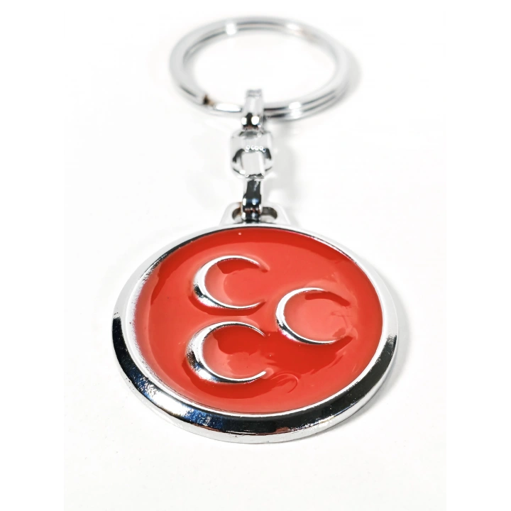 Kırmızı Üç Hilal Figürlü Metal Anahtarlık – Tarihi Sembol ve Güçlü Duruşun Birleşimi