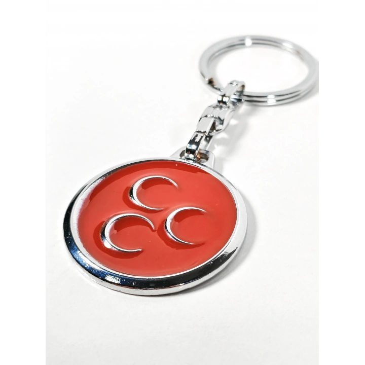 Kırmızı Üç Hilal Figürlü Metal Anahtarlık – Tarihi Sembol ve Güçlü Duruşun Birleşimi