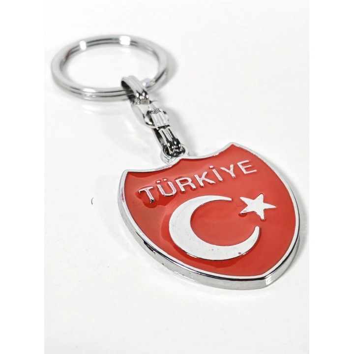 Türkiye Yazılı Ay Yıldız Figürlü Kırmızı Metal Anahtarlık – Sade, Net ve Güçlü Bir Duruş