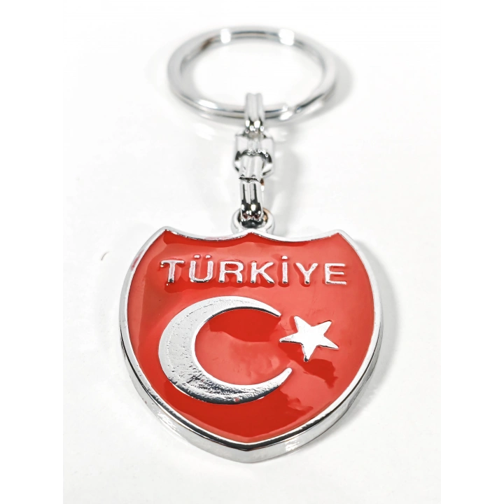 Türkiye Yazılı Ay Yıldız Figürlü Kırmızı Metal Anahtarlık – Sade, Net ve Güçlü Bir Duruş