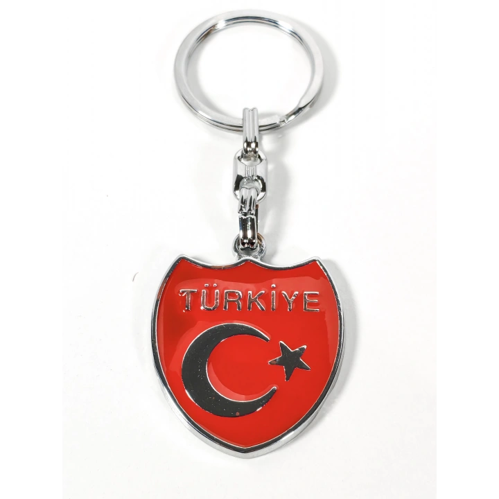 Türkiye Yazılı Ay Yıldız Figürlü Kırmızı Metal Anahtarlık – Sade, Net ve Güçlü Bir Duruş