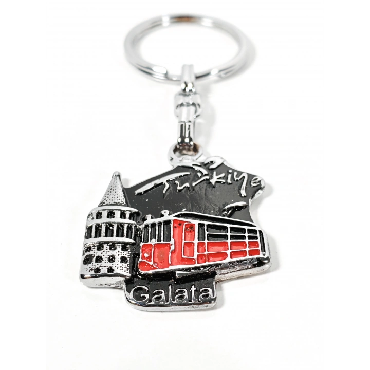 Galata Kulesi ve Nostaljik Tramvay Temalı İstanbul Metal Anahtarlık – Şehrin Ruhunu Taşıyan Özel Tasarım