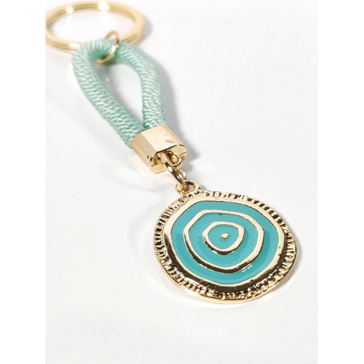 Mint Yeşili Örgü İpli Nazar Motifli Metal Anahtarlık – Zarif, Ferah ve Anlamlı Tasarım