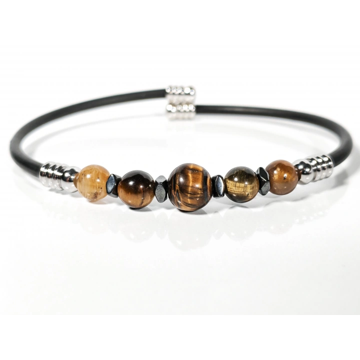 Kaplan Gözü Taşlı Yaylı Bileklik – Güç, Dayanıklılık ve Dengeli Enerji