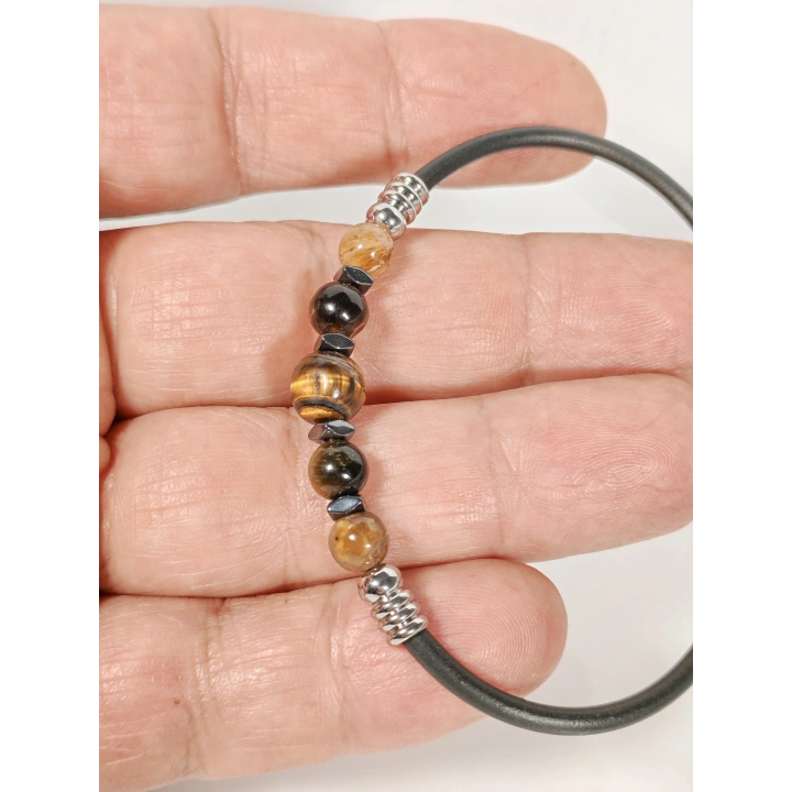 Kaplan Gözü Taşlı Yaylı Bileklik – Güç, Dayanıklılık ve Dengeli Enerji