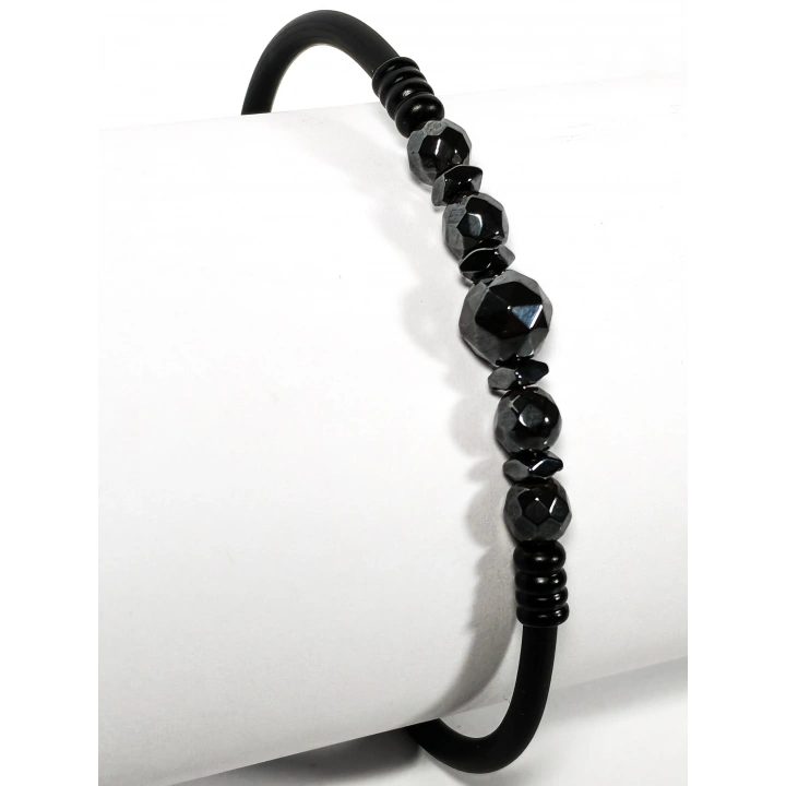 Fasetli Hematit Taşlı Yaylı Bileklik – Denge, Güç ve Topraklanma Enerjisi