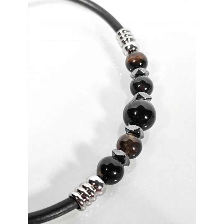 Siyah Akik Taşlı Yaylı Bileklik – Güç, Denge ve Stres Azaltıcı Enerji