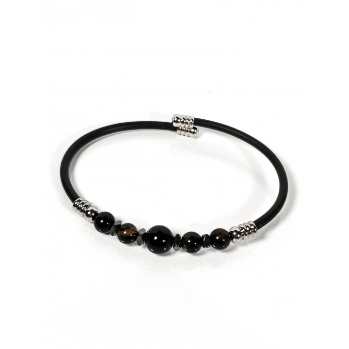 Siyah Akik Taşlı Yaylı Bileklik – Güç, Denge ve Stres Azaltıcı Enerji