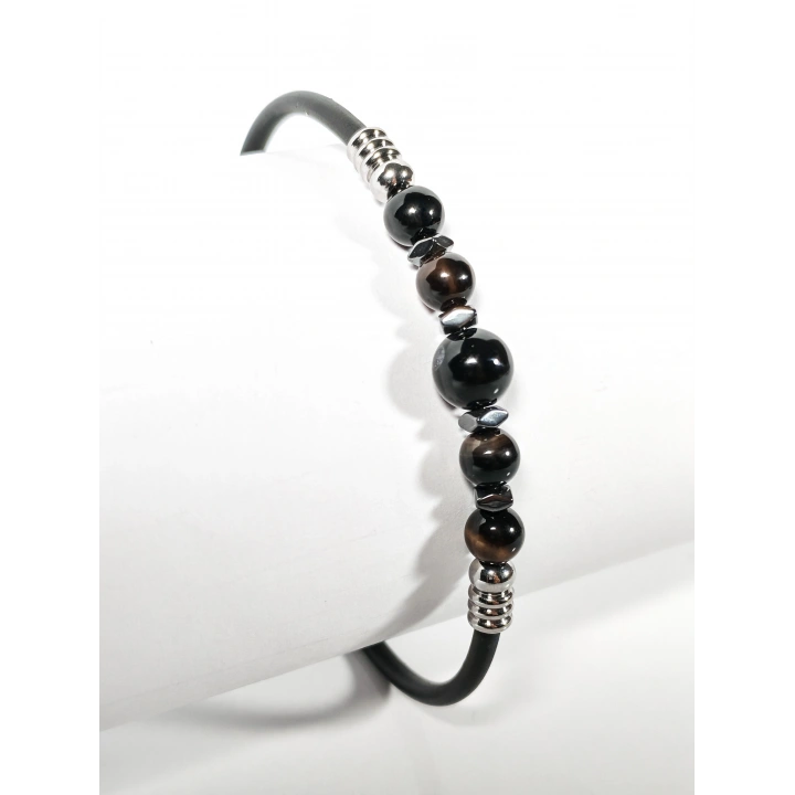 Siyah Akik Taşlı Yaylı Bileklik – Güç, Denge ve Stres Azaltıcı Enerji