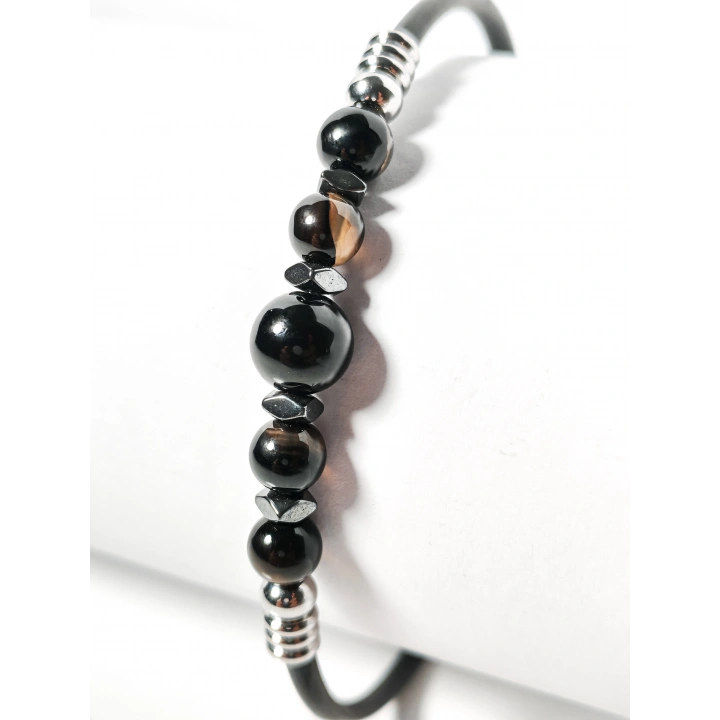 Siyah Akik Taşlı Yaylı Bileklik – Güç, Denge ve Stres Azaltıcı Enerji