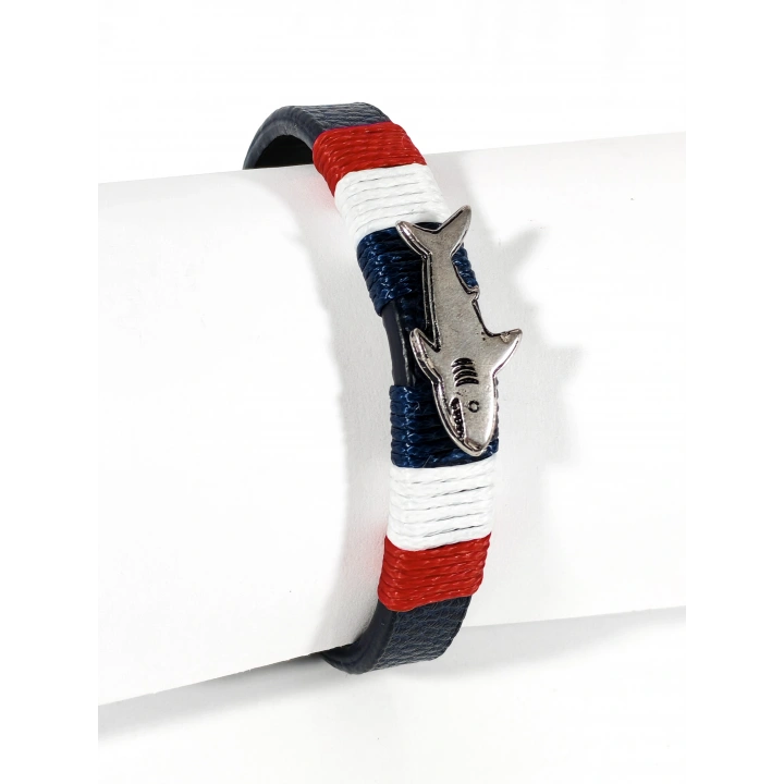 Deniz Temalı Köpekbalığı Figürlü Deri Bileklik – Güç, Cesaret ve Özgür Ruh