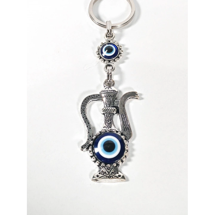 Nazar Boncuklu İbrik Figürlü Anahtarlık – Bereket, Koruma ve Geleneksel Sembol