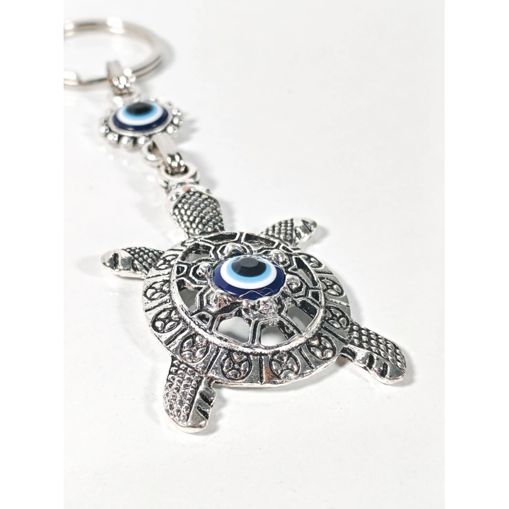 Nazar Boncuklu Kaplumbağa Figürlü Anahtarlık – Sabır, Bereket ve Koruyucu Enerji
