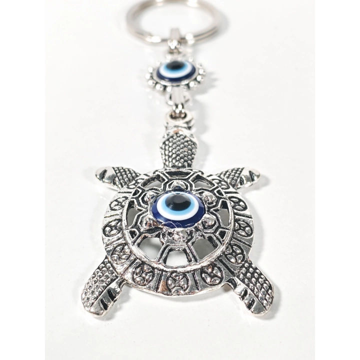 Nazar Boncuklu Kaplumbağa Figürlü Anahtarlık – Sabır, Bereket ve Koruyucu Enerji
