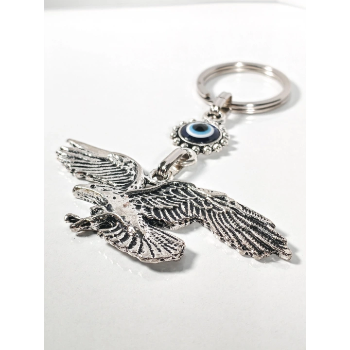 Nazar Boncuklu Kartal Figürlü Anahtarlık – Güç, Özgürlük ve Koruma Enerjisi