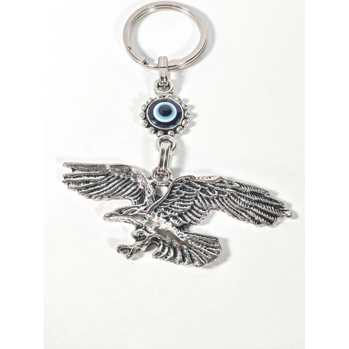 Nazar Boncuklu Kartal Figürlü Anahtarlık – Güç, Özgürlük ve Koruma Enerjisi