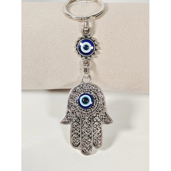 Nazar Boncuklu Fatma Ana Eli Figürlü Anahtarlık – Koruma, Şans ve Pozitif Enerji
