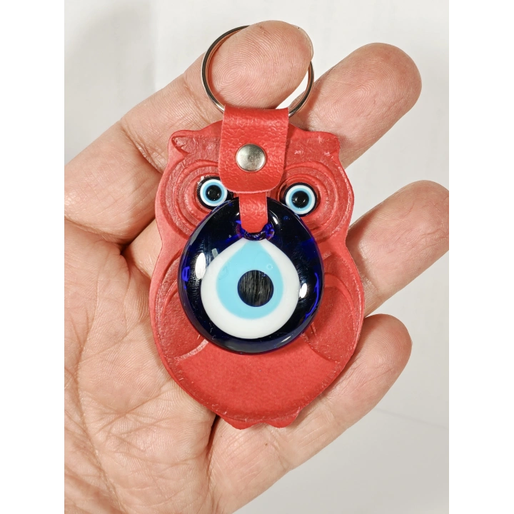 Baykuş Figürlü Nazar Boncuklu Anahtarlık – Bilgelik, Koruma ve Şans Sembolü