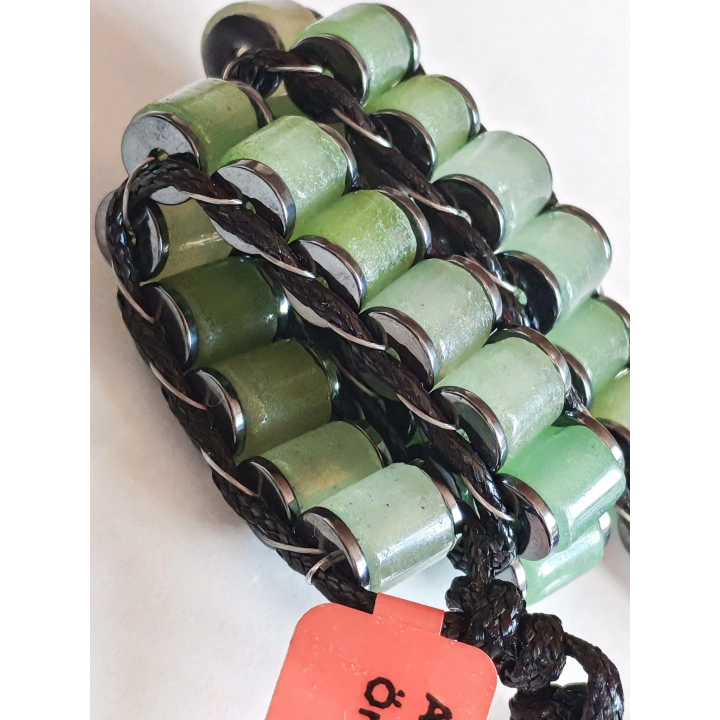 Aventurin Yeşil Doğal Taş Örme Erkek Bilekliği 6X8 mm