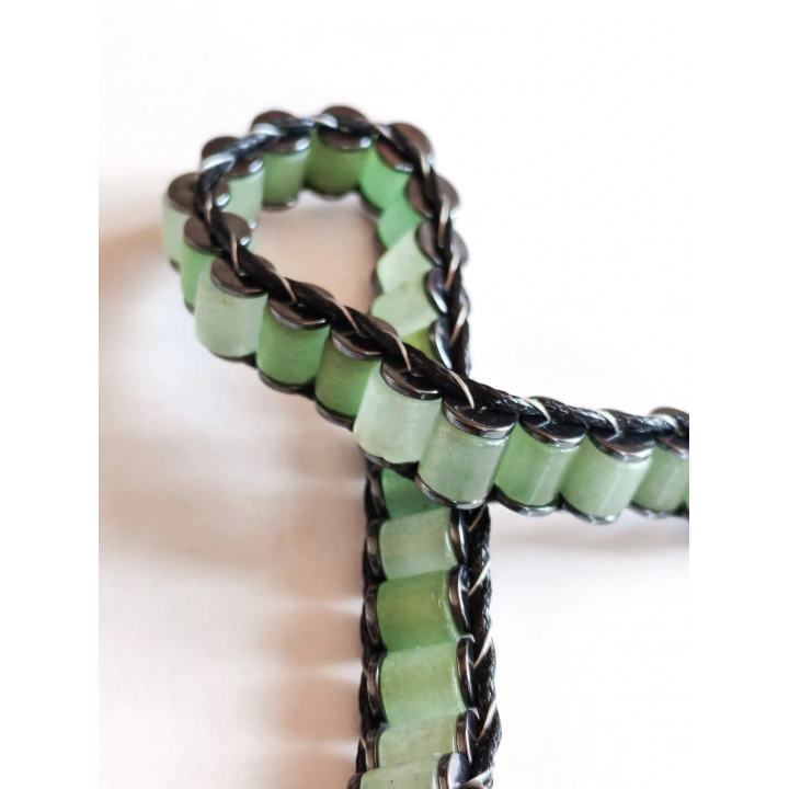 Aventurin Yeşil Doğal Taş Örme Erkek Bilekliği 6X8 mm