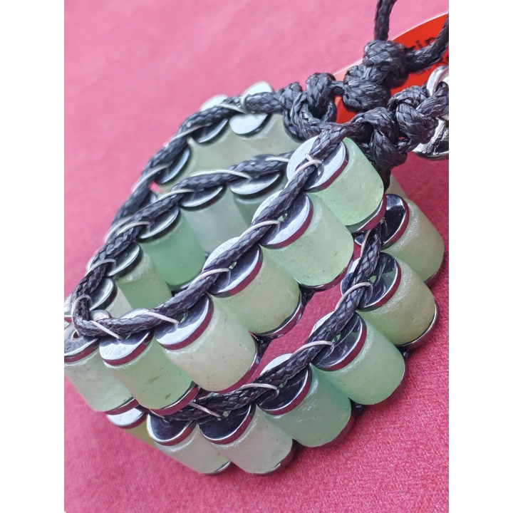 Aventurin Yeşil Doğal Taş Örme Erkek Bilekliği 6X8 mm