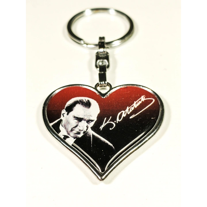 Atatürk Resimli ve İmzalı Metal Anahtarlık