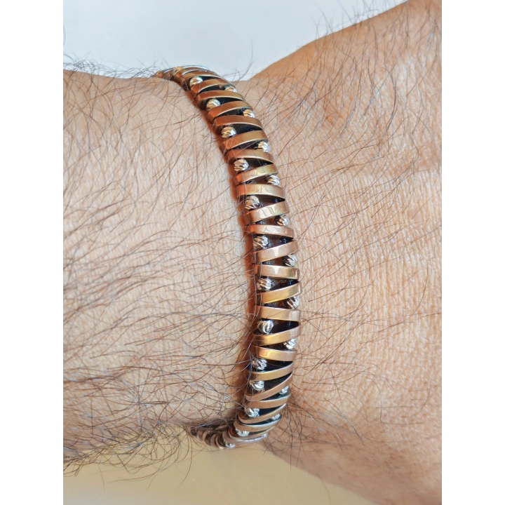 Bakır Hematit Taşlı Ayarlanabilir Erkek Bileklik