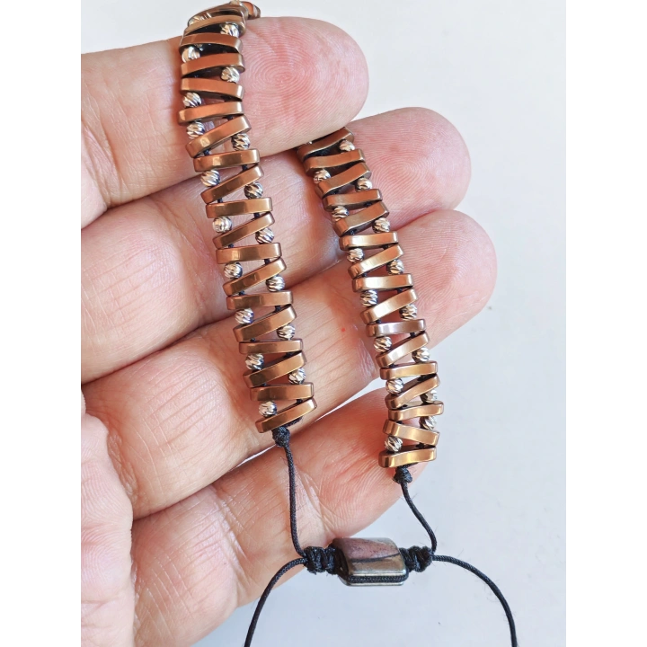 Bakır Hematit Taşlı Ayarlanabilir Erkek Bileklik