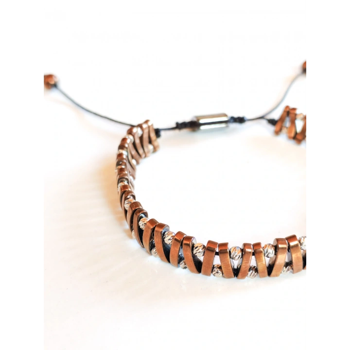 Bakır Hematit Taşlı Ayarlanabilir Erkek Bileklik