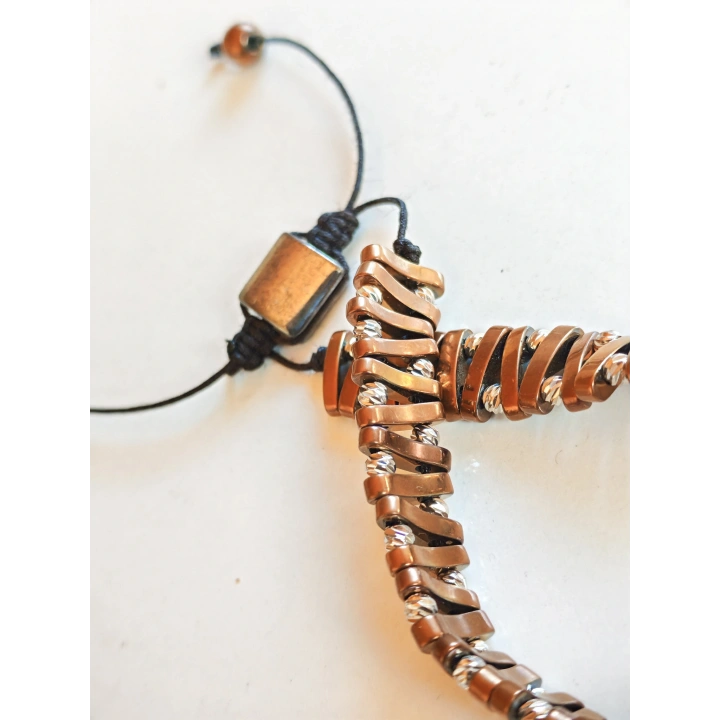 Bakır Hematit Taşlı Ayarlanabilir Erkek Bileklik