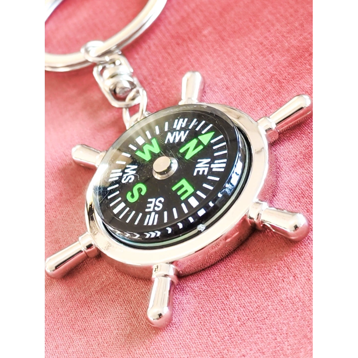 Çalışır Pusula Metal Anahtarlık