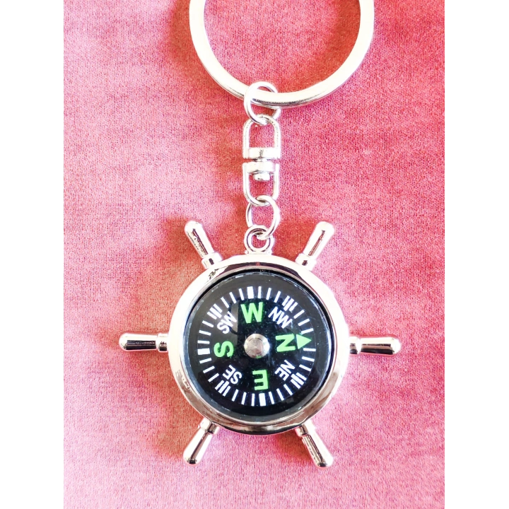 Çalışır Pusula Metal Anahtarlık