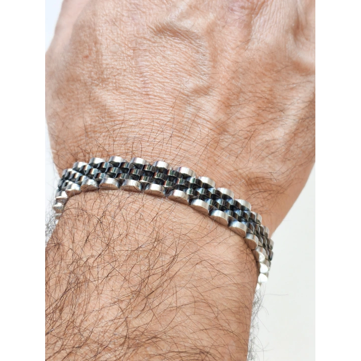 Çelik Roleks Kordon Siyah Erkek Bileklik