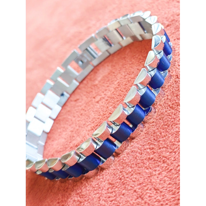 Çelik Roleks Kordon Mavi Erkek Bileklik