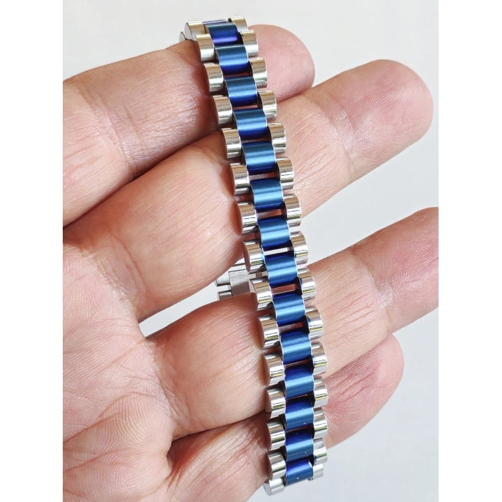 Çelik Roleks Kordon Mavi Erkek Bileklik