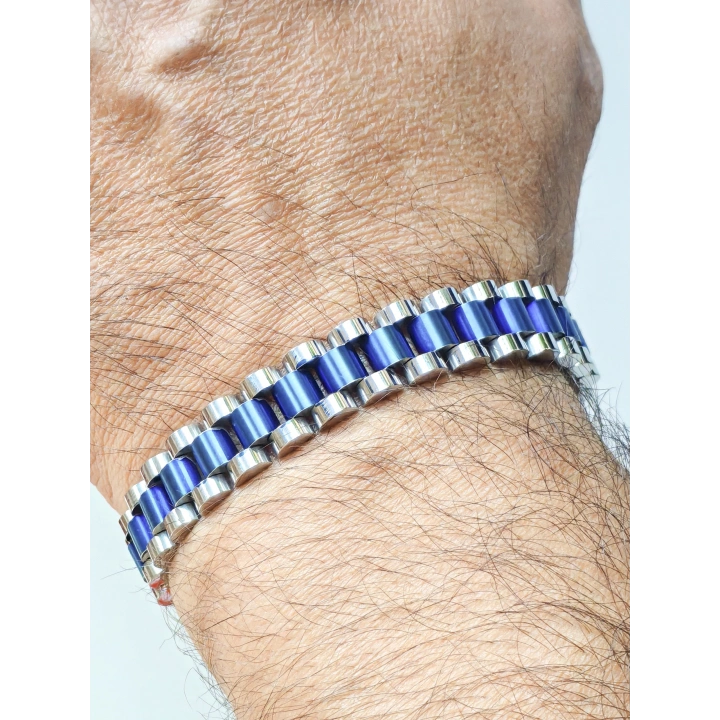 Çelik Roleks Kordon Mavi Erkek Bileklik