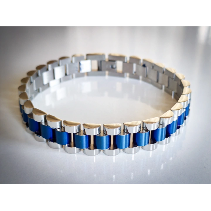 Çelik Roleks Kordon Mavi Erkek Bileklik