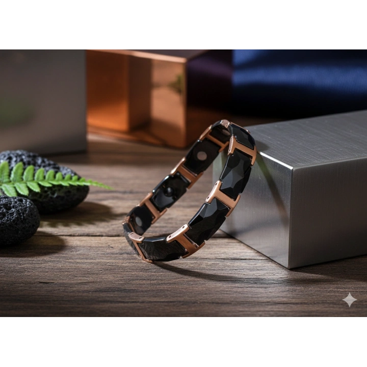 Çelik ve Seramik Siyah Erkek Bileklik