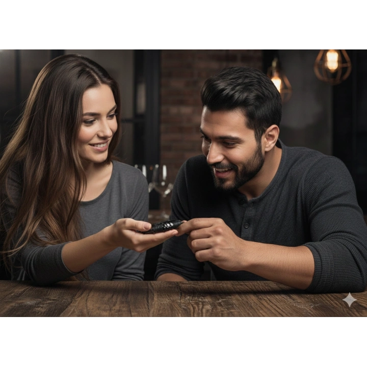 Deri Kordonlu Seramik Taşlı Siyah Erkek Bileklik