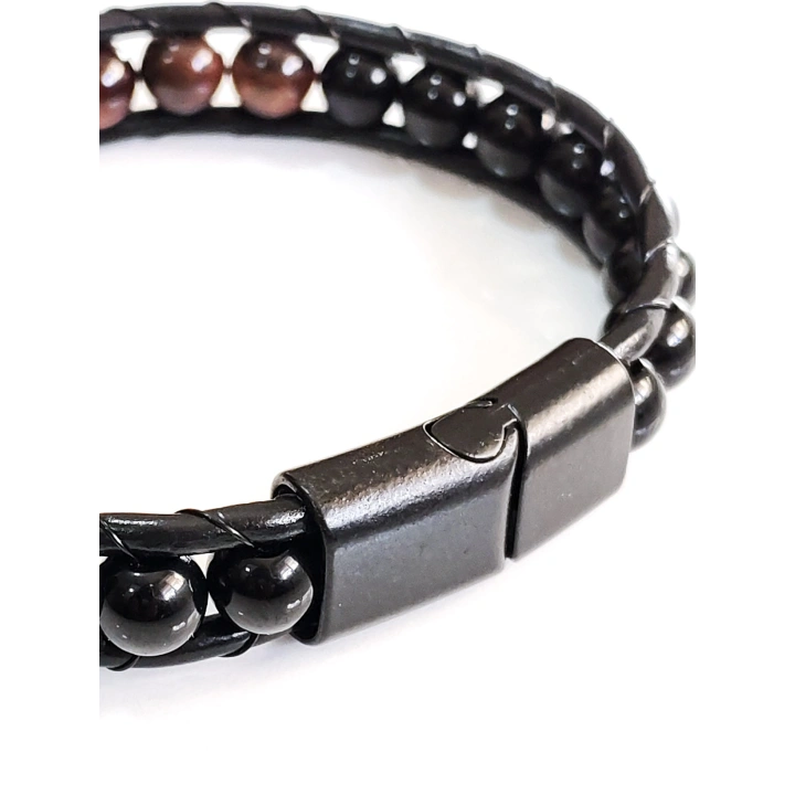 Kahverengi Siyah Erkek Doğal Taşlı Bileklik - Sevgiliye Hediye