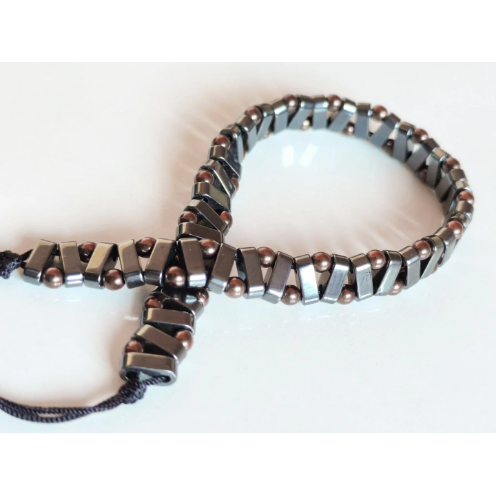 Gri Hematit Taşlı Ayarlanabilir Erkek Bileklik